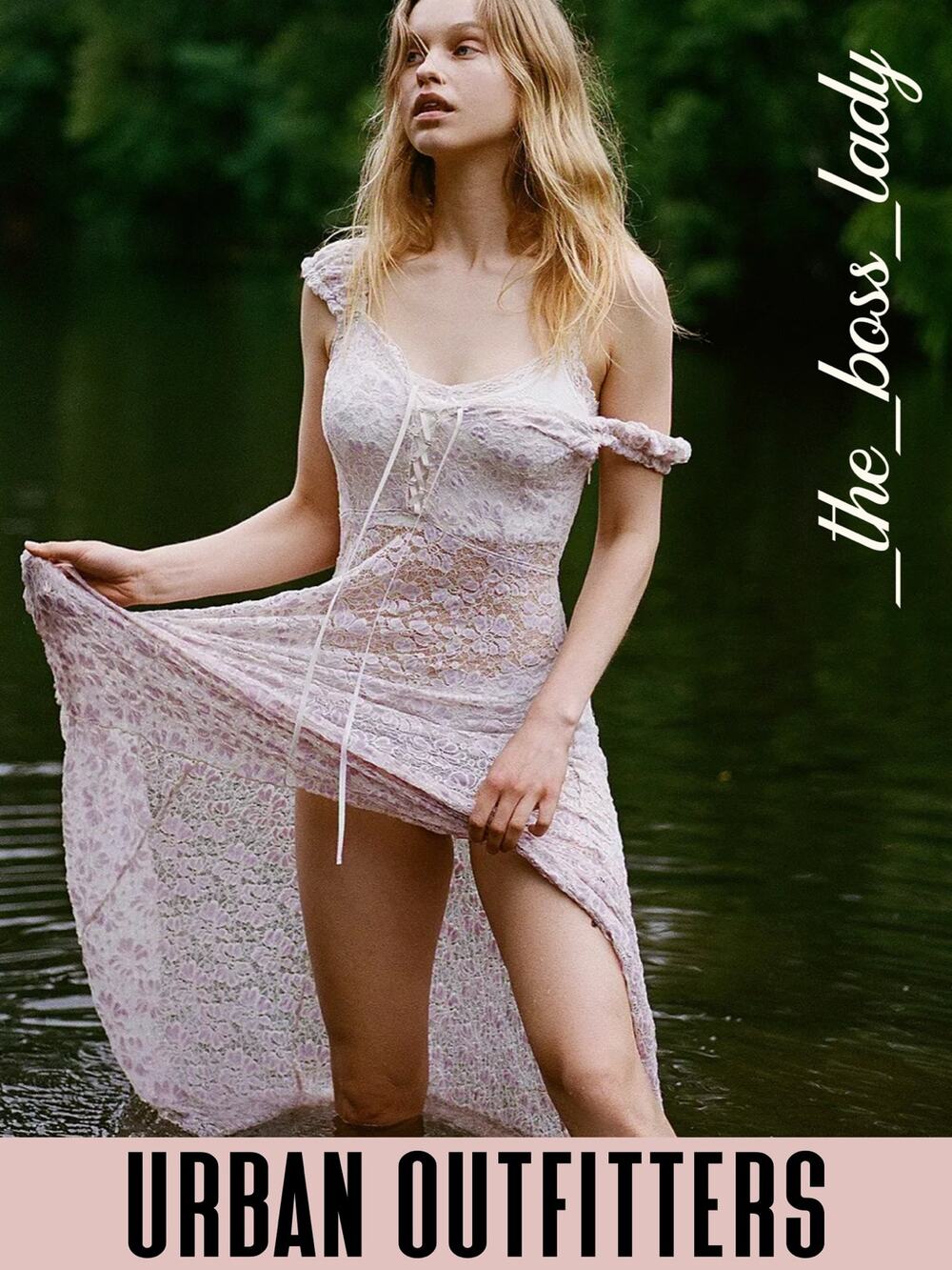 Urban Outfitters UO dress lace romantic boho semi-sheer lightweight Small